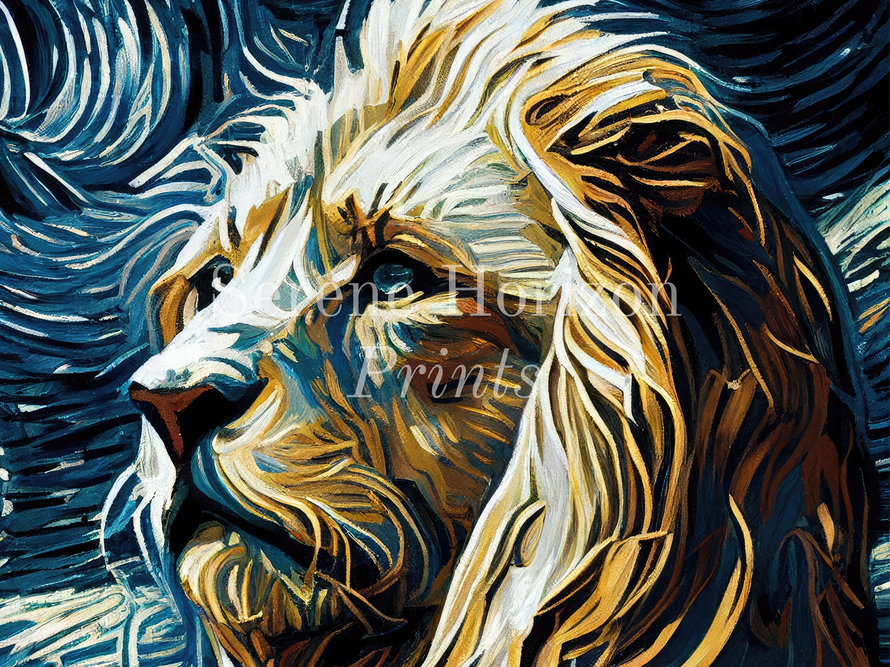 Van Gogh Inspired Lion Portrait | Printable Wall Art | Classic Art ...