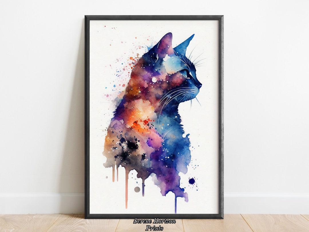 Watercolor Cat Portrait | PRINTABLE Wall Art | DIGITAL Art Print ...