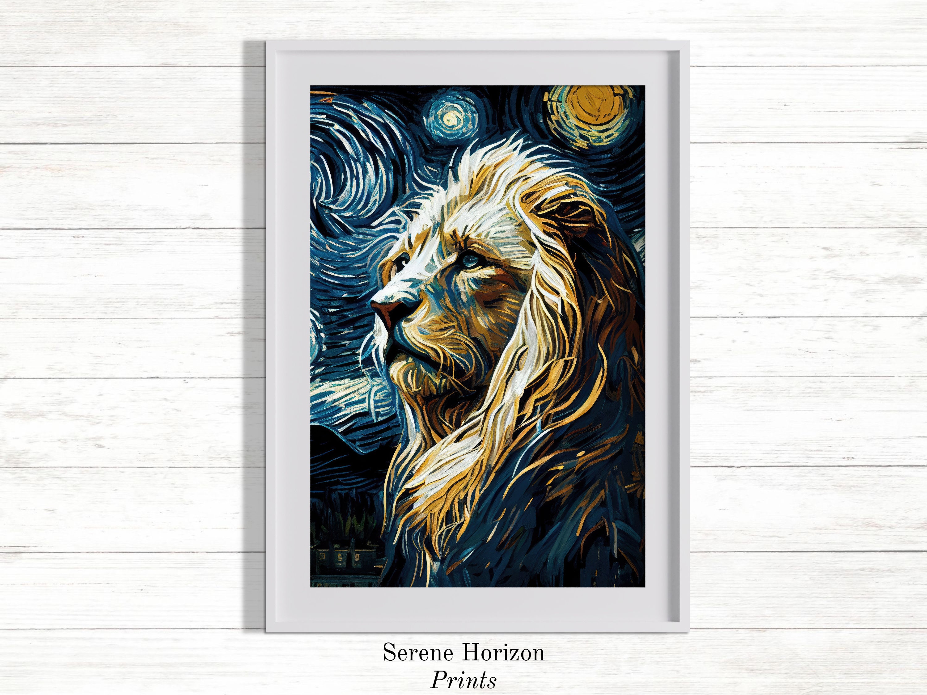 Van Gogh Inspired Lion Portrait Printable Wall Art Classic Art Modern ...
