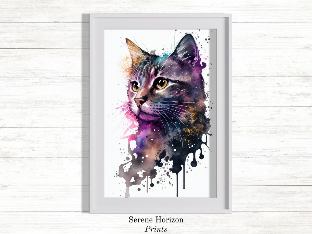 Watercolor Cat Portrait | PRINTABLE Wall Art | DIGITAL Art Print ...