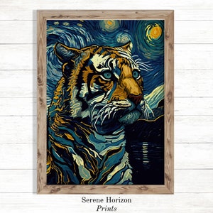 Van Gogh Inspired Tiger Portrait | Printable Wall Art | Classic Art | Modern Home Decor