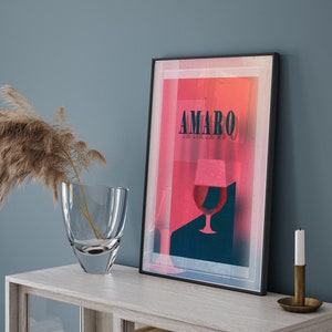 Vintage Amaro italienisches Plakat, Wandkunst für Cocktailliebhaber