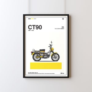 HONDA CT90 TRAIL vintage poster, retro wall art