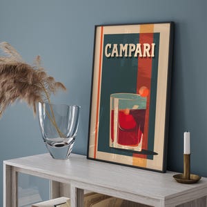 Poster vintage CAMPARI Italiaanse, kunst aan de muur voor cocktailliefhebbers