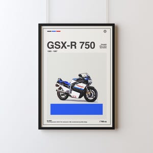 GSX-R 750 1985 - 1987 vintage poster, 1st generation, wall art for GSX lovers!
