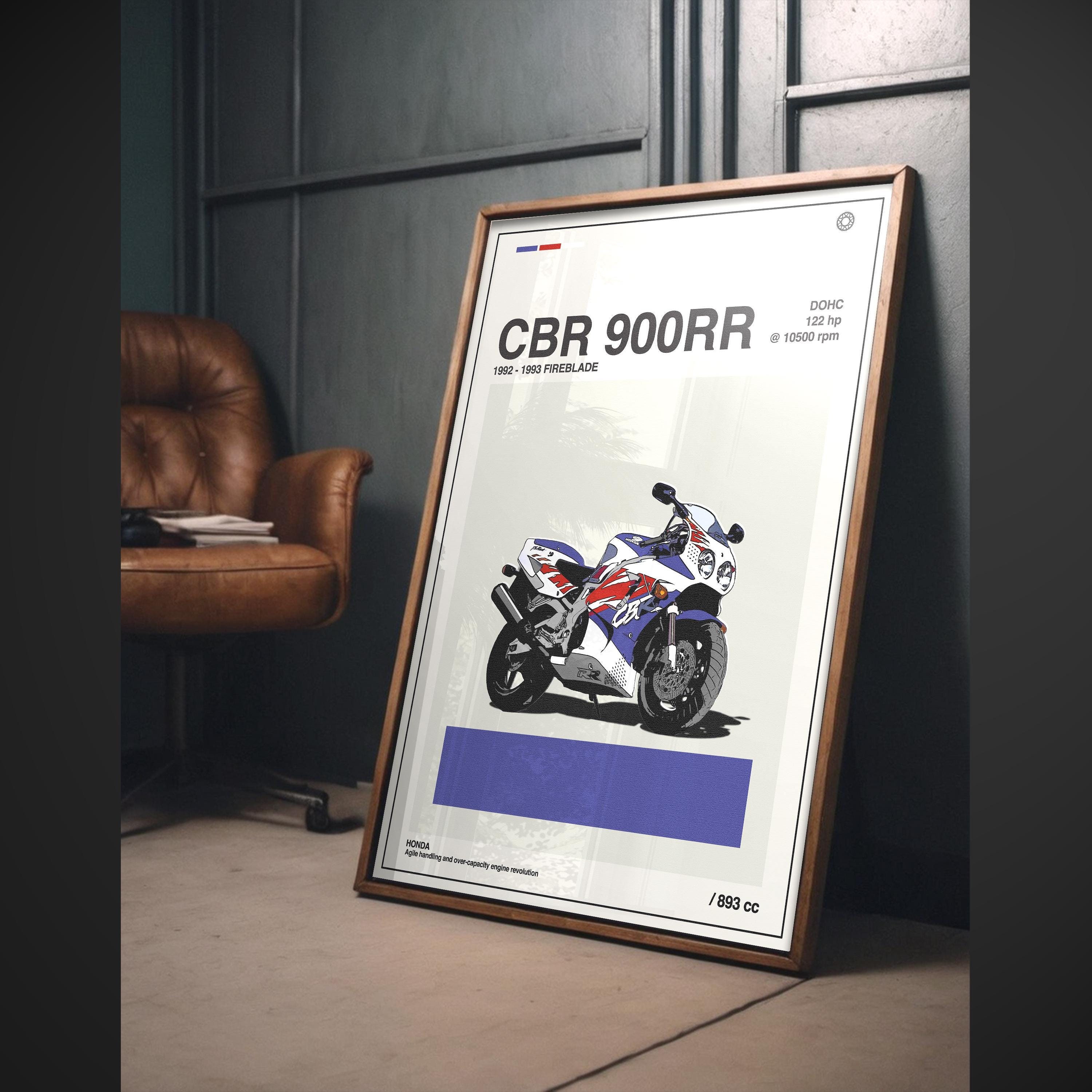 HONDA CBR900RR FIREBLADE Vintage Poster, Motorcycle Wall Art - Etsy