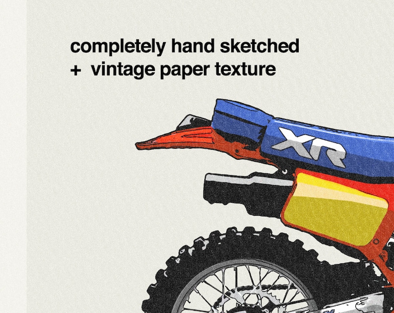 Honda XR 250R 1985 Vintage Poster, Retro Motorcycle Wall Art - Etsy