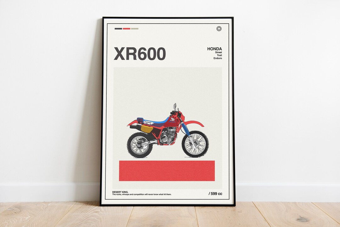 Honda XR 600 Red Vintage Poster, Retro Motorcycle Wall Art - Etsy