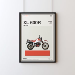 Honda XL 600 R vintage poster, retro motorcycle wall art