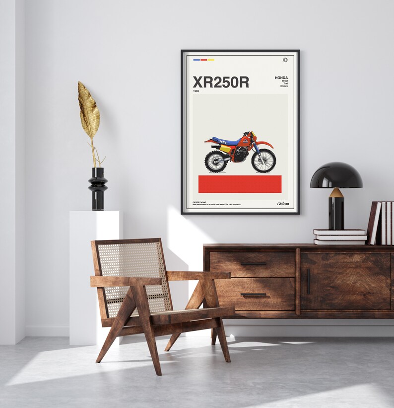 Honda XR 250R 1985 Vintage Poster, Retro Motorcycle Wall Art - Etsy