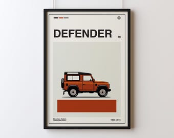 Vintage Land Rover Defender 90 Poster - Classic Wall Art for Oldtimer Enthusiasts