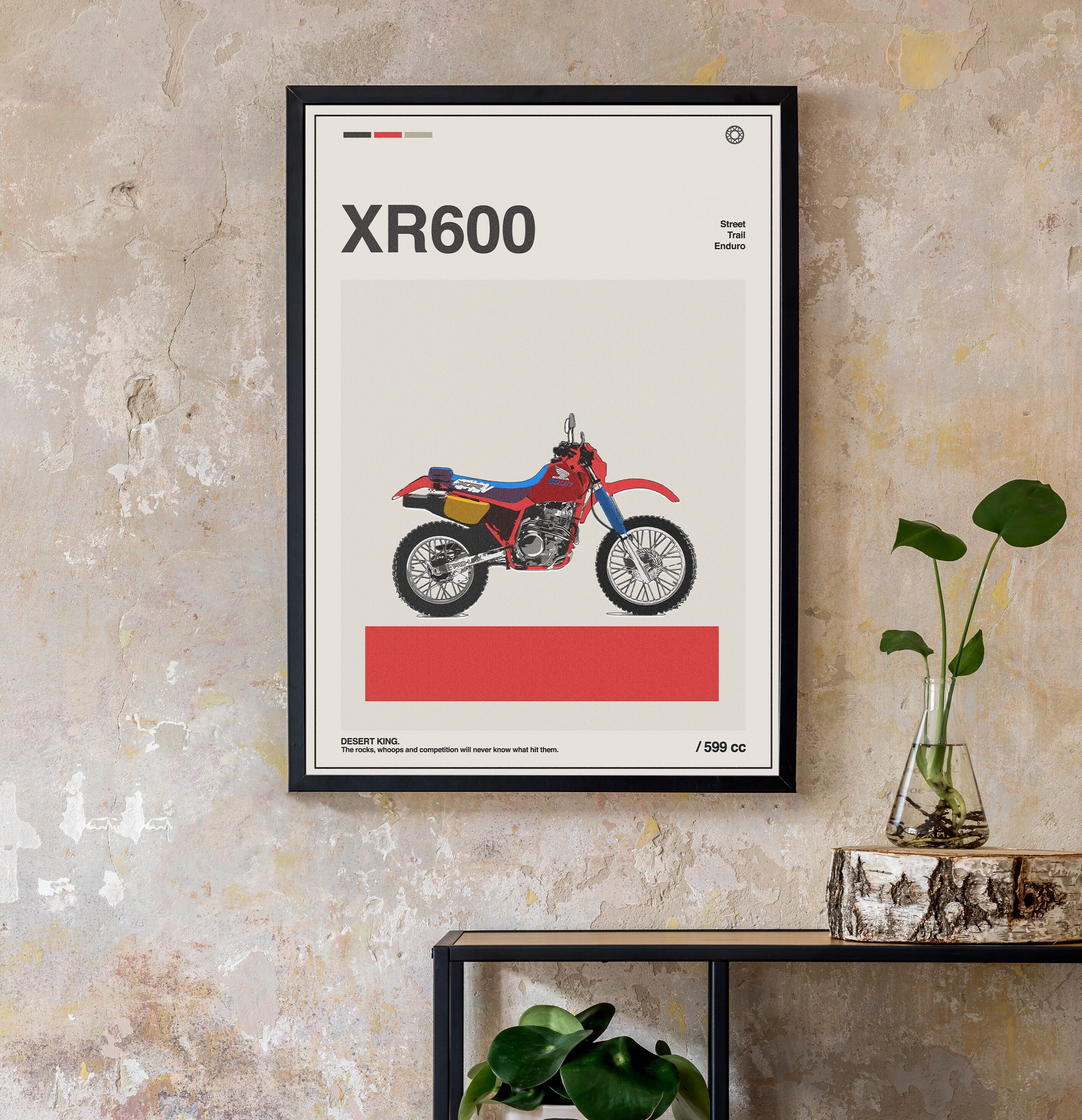 Honda XR 600 Red Vintage Poster, Retro Motorcycle Wall Art - Etsy