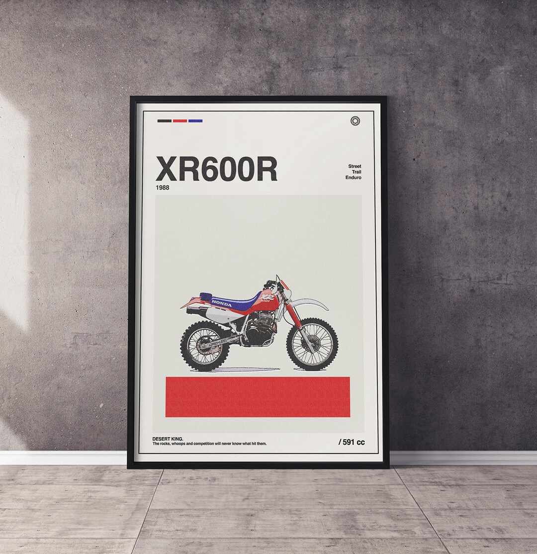 Honda XR 600 1988 Vintage Poster, Retro Motorcycle Wall Art - Etsy