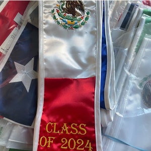 Cappe Diem Custom Name and Text International 50+ Country Flags Graduation Stole Sash Embroidered Class of 2025 Unisex Adults AcademicAttire