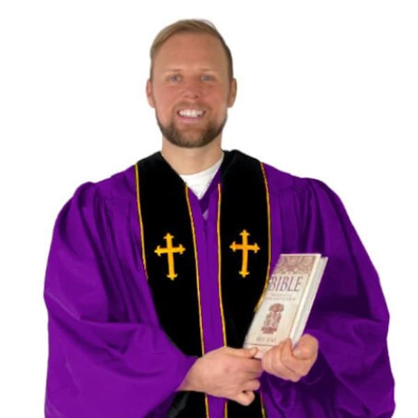 Cappe Diem Doctor of Divinity Clergy Robe: Geborduurde preekstoelkleding voor ministers - Kerkgewaden, religieuze kleding