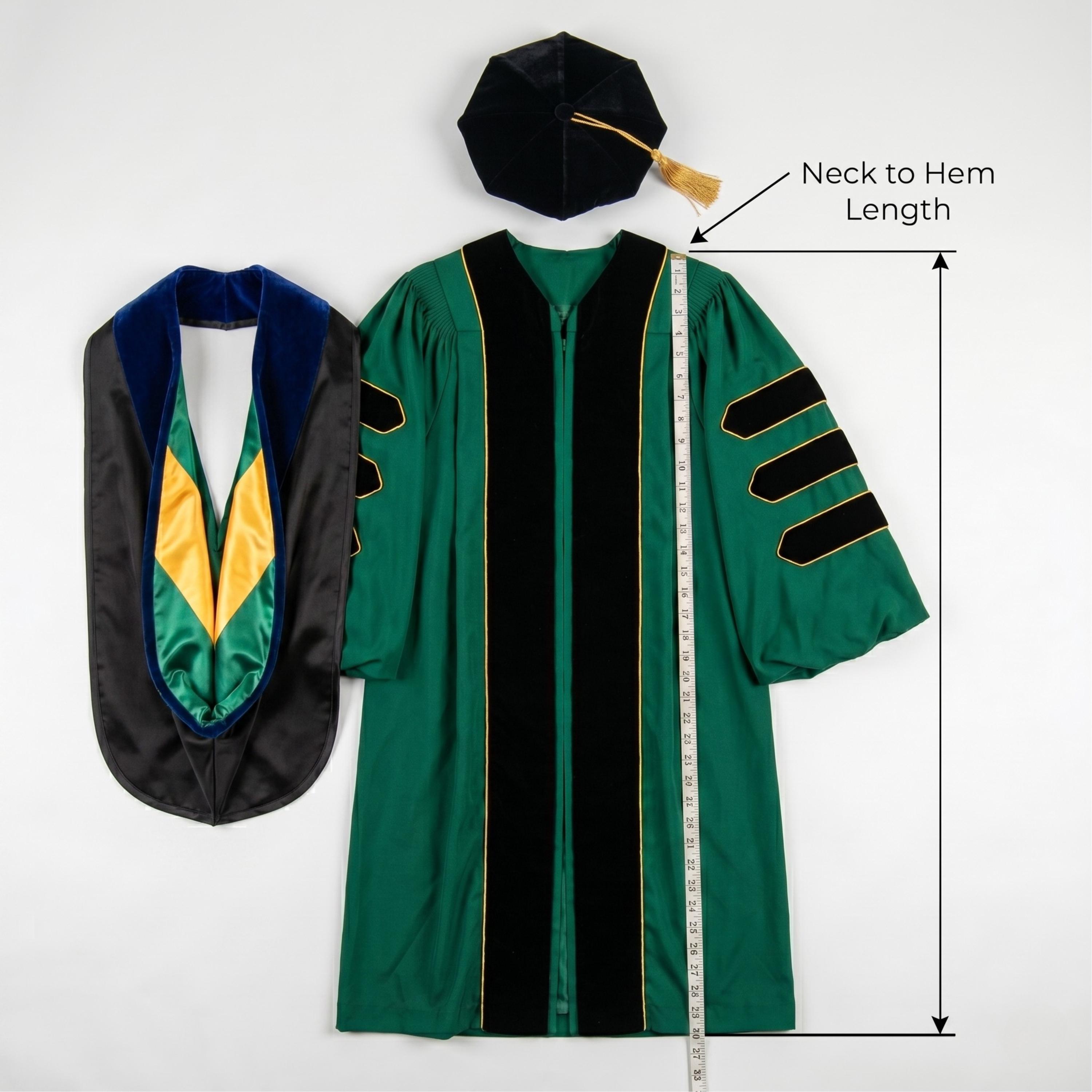 Green Doctoral Gown and Tam Deluxe Graduation Set | Graduate Attire for University Doctorate Students, Professors, and Faculty Green Doctoral Gown and Tam Deluxe Graduation Set | Graduate Attire for University Doctorate Students, Professors, and Faculty