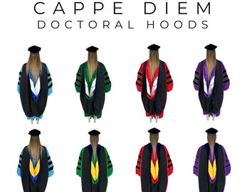 Cappe Diem Customizable Doctoral Gown, Hood, & Tam Deluxe Set | Graduation Attire for University Doctorate Students, Professors, and Faculty