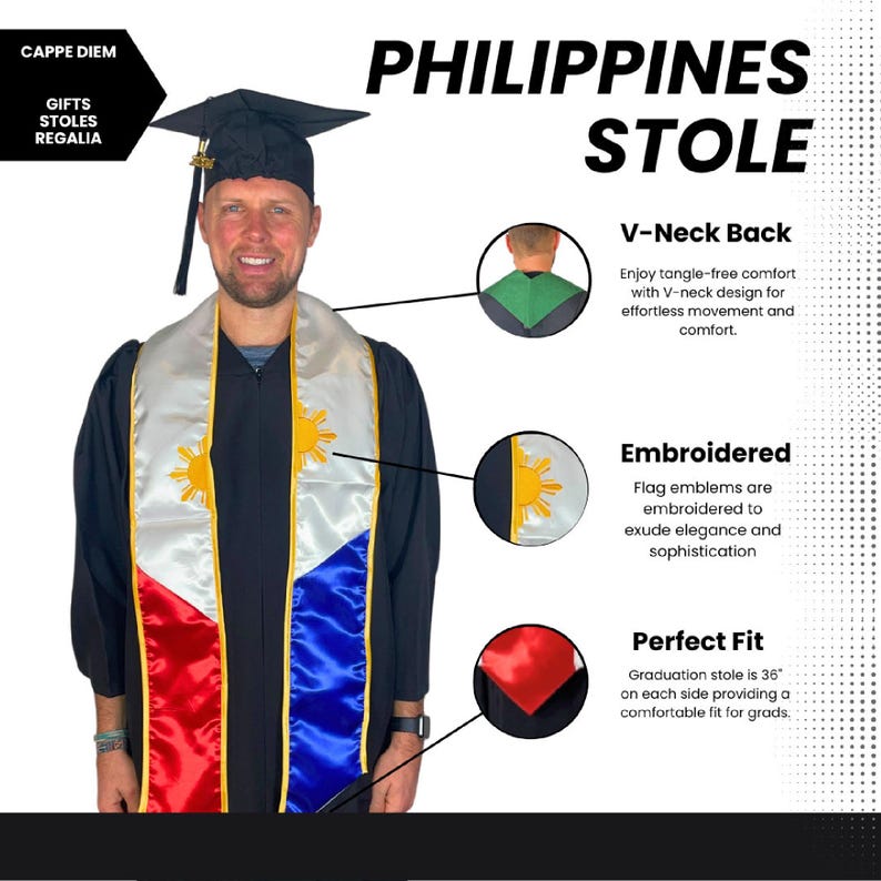 Philippines Graduation Stole Filipino Graduation Sash Class of 2026 Graduation Day Gift Adult Unisex