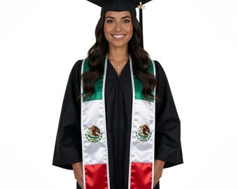 Embroidered Mexico Flag Graduation Stole | Mexican Heritage Sash 2026