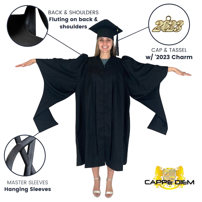 Cappe Diem Masters Graduation Cap & Gown, Hood, and 2024 Tassel Deluxe ...