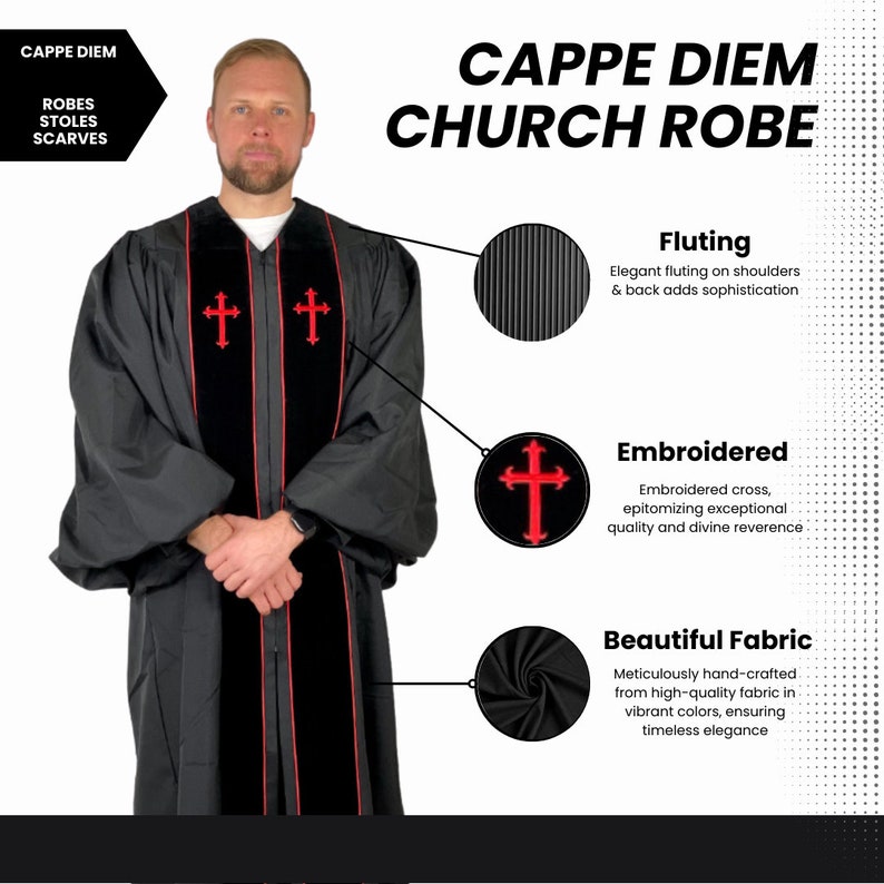 Doctor of Divinity Clergy Robe: Embroidered Pulpit Attire for Ministers ...