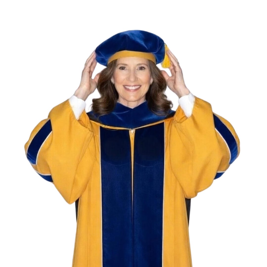 Uga Doctoral Robe Georgia Doctoral Regalia Set | Gold Shell Gown W/navy Velvet & Hood - Etsy