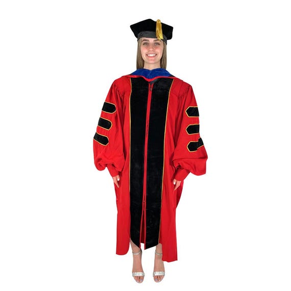 GraduatePro Doctoral Graduation Tam Black Velvet 8-Sided With Gold Bullion Tassel