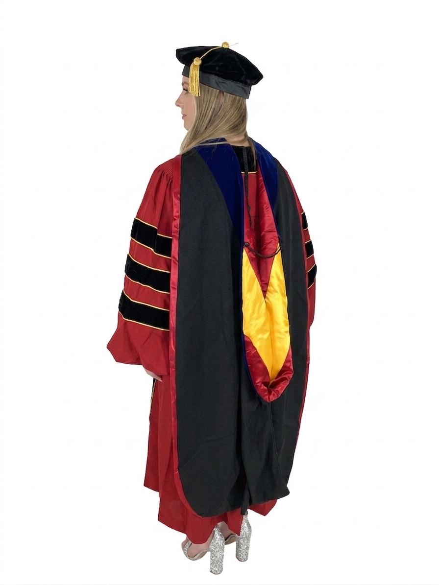 Wine Doctoral Gown, Hood, and Tam Deluxe Set | Cappe Diem Graduation Attire for University Doctorate Students, Professors, and Faculty
