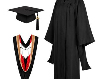 Conjunto de graduación de MBA: birrete, toga, capucha y borla 2026 / Indumentaria de maestría, colores de la universidad