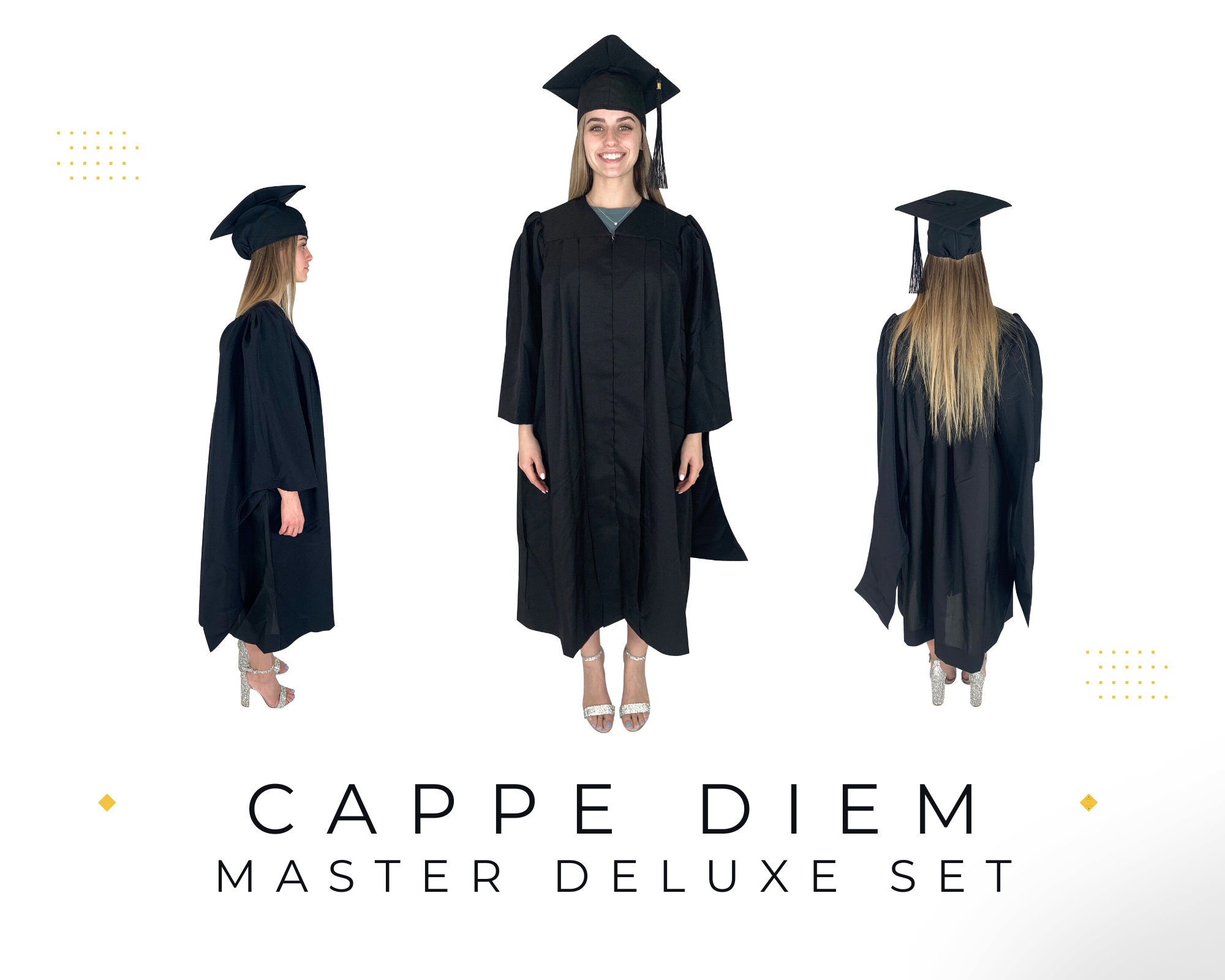 Cappe Diem Masters Graduation Cap Gown Hood and 2023 Tassel
