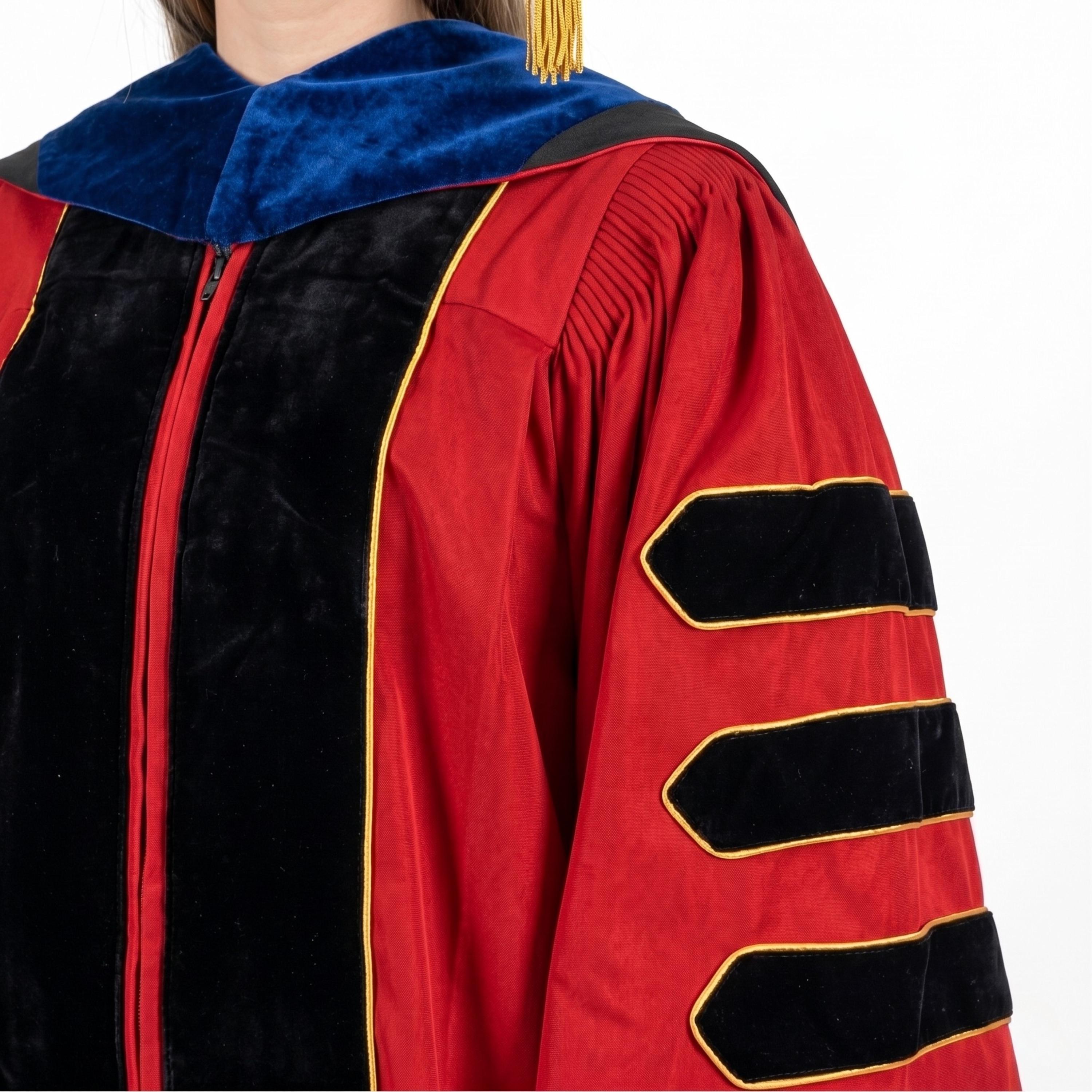 Red Doctorate Robe Red Doctoral Gown and Tam Deluxe Graduation Set | Graduate Attire for ...