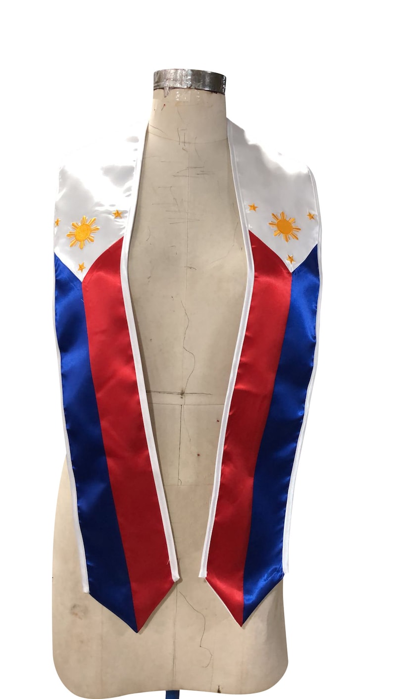 Philippines Graduation Stole Filipino Graduation Sash Class of 2024 Graduation Day Gift Adult Unisex #2- 2x PHL Flags