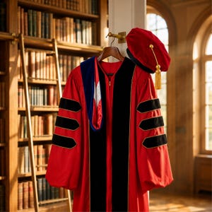 Red Doctorate Robe Red Doctoral Gown and Tam Deluxe Graduation Set | Graduate Attire for ...