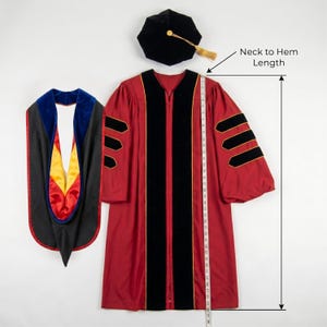 Red Doctorate Robe Red Doctoral Gown and Tam Deluxe Graduation Set | Graduate Attire for ...