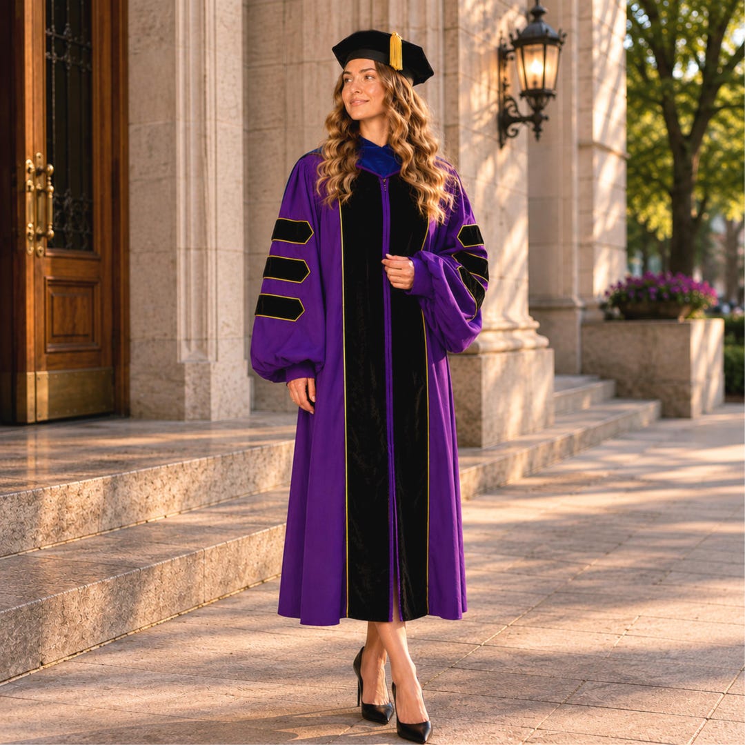 Purple Doctoral Gown and Tam Deluxe Graduation Set | Graduate Attire for  University Doctorate Students, Professors, and Faculty - Etsy