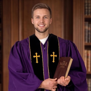 Doctor of Divinity Clergy Robe: Embroidered Pulpit Attire for Ministers - Church Vestments, Religious Apparel Cappe Diem