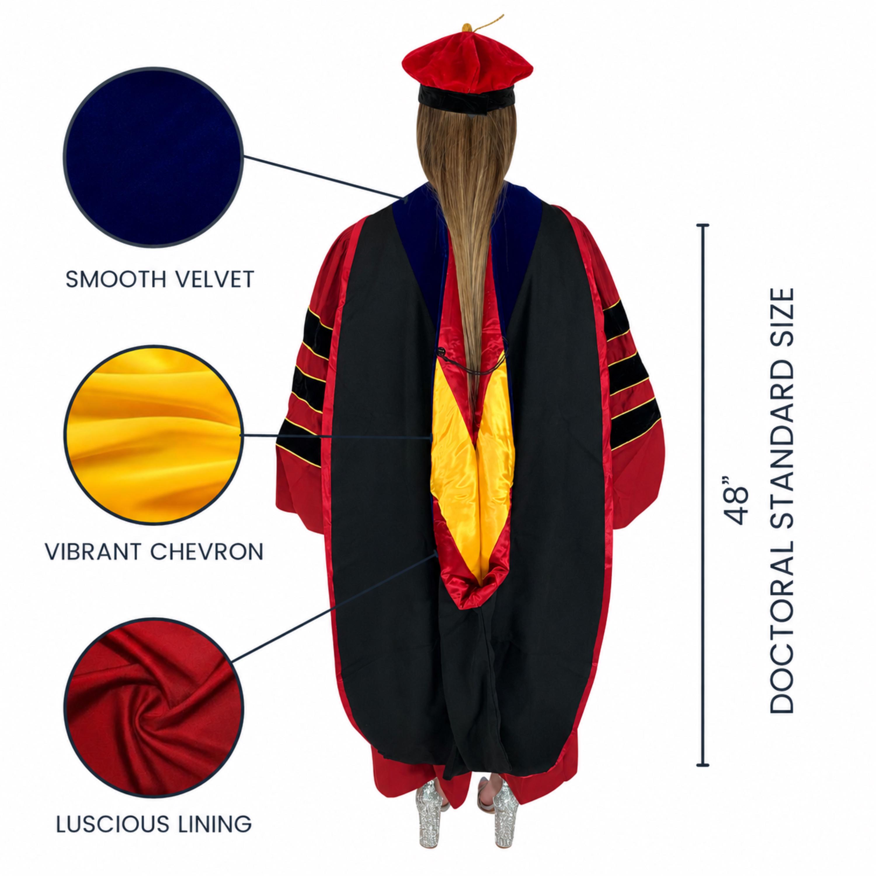 Red Doctorate Robe Red Doctoral Gown and Tam Deluxe Graduation Set | Graduate Attire for ...