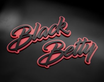 Custom Cursive Font Car Emblem - Custom Colors - Installs In Seconds - 1.5" Tall - Waterproof, UV Resistant, Mounts to Any Flat Surface