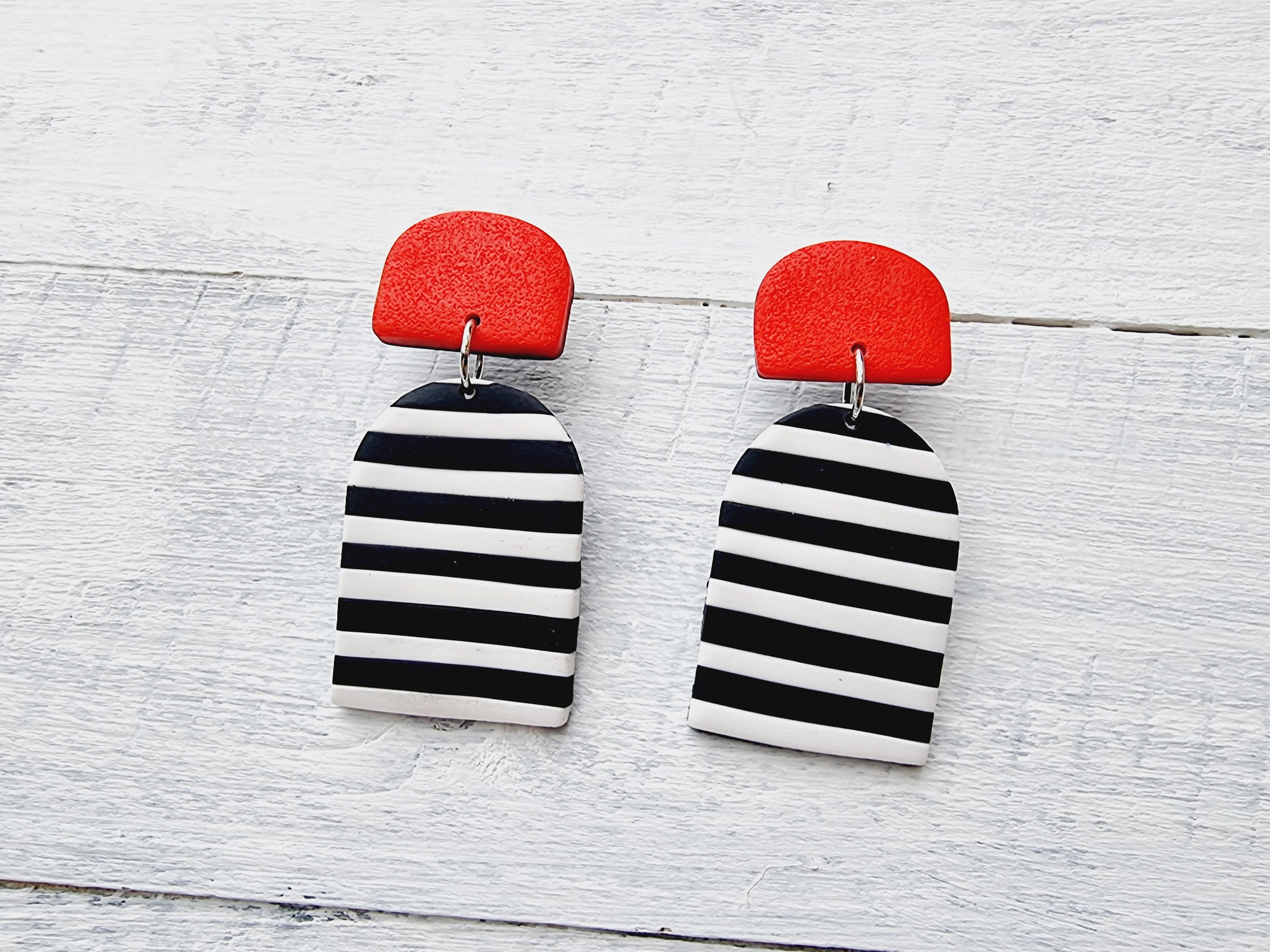 Black and white striped cheap earrings
