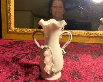 Vintage miniature ceramic Double-Handled Bud Vase