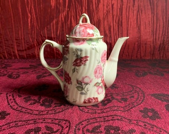 Vintage Decorative Miniature Teapot w/Pink and Purple Floral Pattern