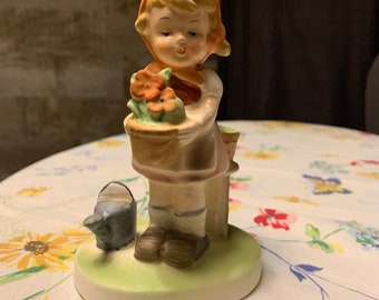 Vintage Hummel Like Figurine-Girl w/Flower Pot and Watering Can