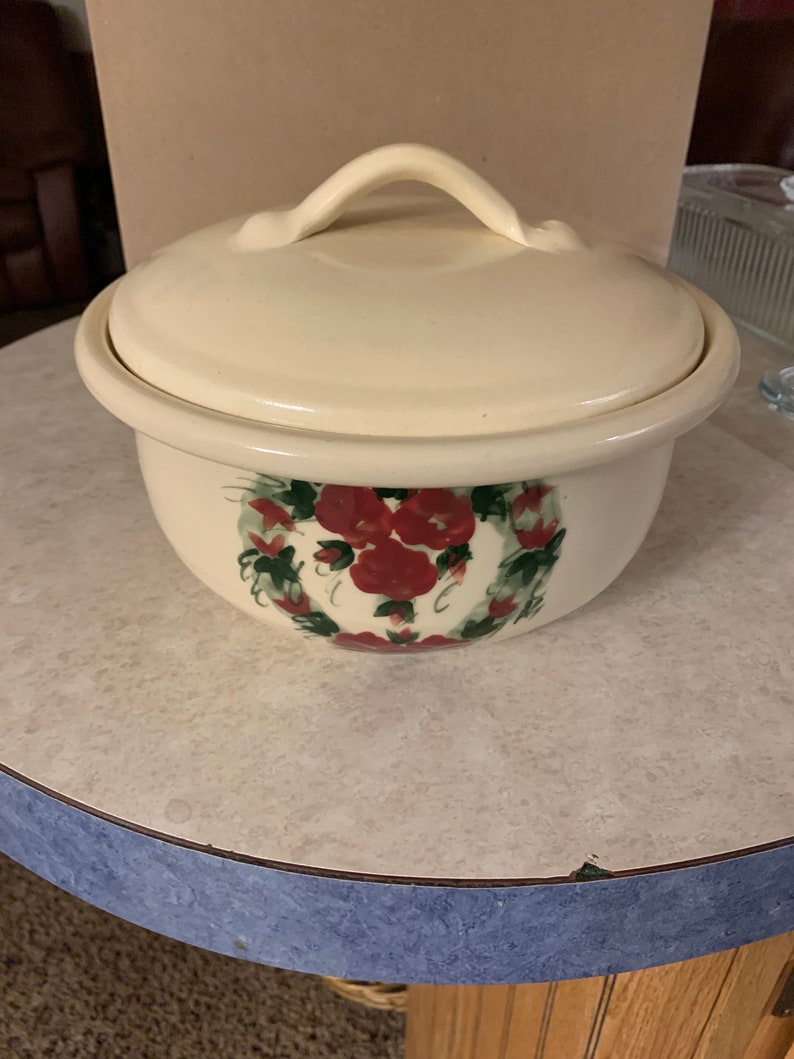 Vintage Casserole Dish W/lid Heavy, Handpainted Etsy