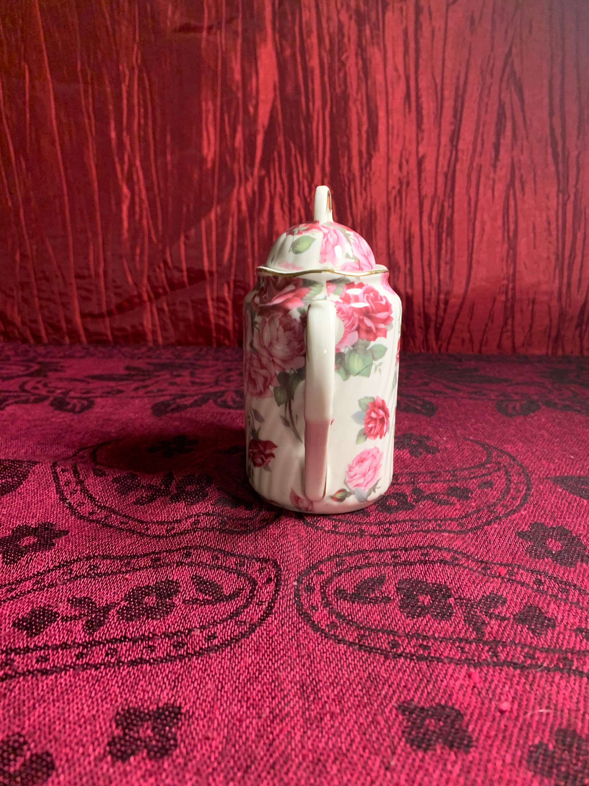 Miniature Pink Tea Pot, Floral Design Pink Mini Tea Pot, Style #89