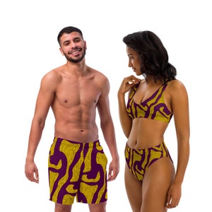 MATCHING SWIMSUITS For Couples - Couples Swimwear Set - His and Hers Matching Bathing Suits - Abstract Swimsuits for Couples