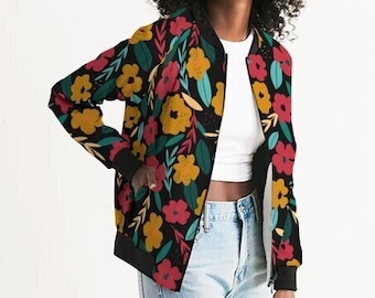 BOMBER JACKET WOMEN - Womens Bomber Jacket - Light Jacket Women - Floral Ladies Jacket - Fall Jacket For Women - Bomberjacke Damen
