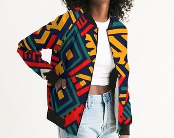 BOMBER JACKET WOMEN - African Jacket Womens Light Bomber Jacket - Fall Jacket For Women - Juneteenth Jacket