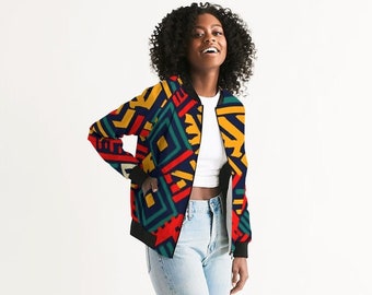 Bomber Jacket Femmes - Veste africaine Womens Light Bomber Jacket - Veste d’automne pour femmes - Veste Juneteenth