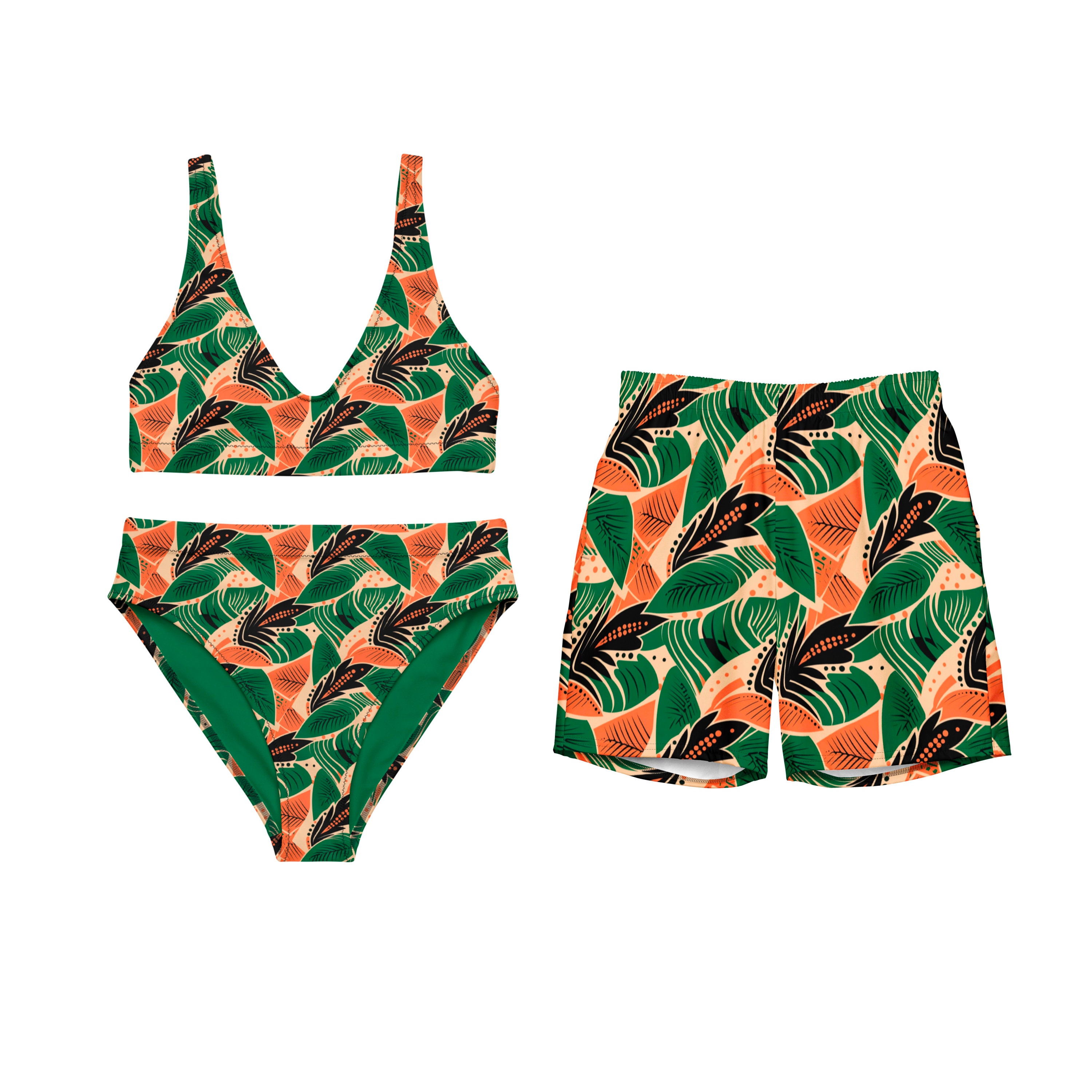 Matching Couples Swimsuits His and Hers Swimwear Tropical Couple Swimwear Matching Bathing Suits