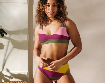 STRIPED BIKINI SET - Two Piece Swimsuit for Women - Honeymoon Swimsuit - Paradise Honeymoon Bikini - Bathing Suits Women